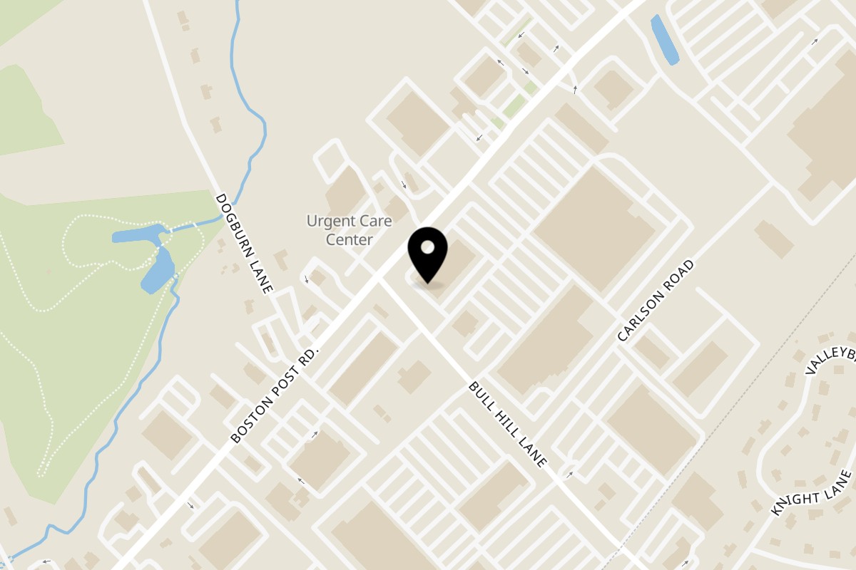Map showing the location of We're Back Pizza on 106 Boston Post Rd C in Orange